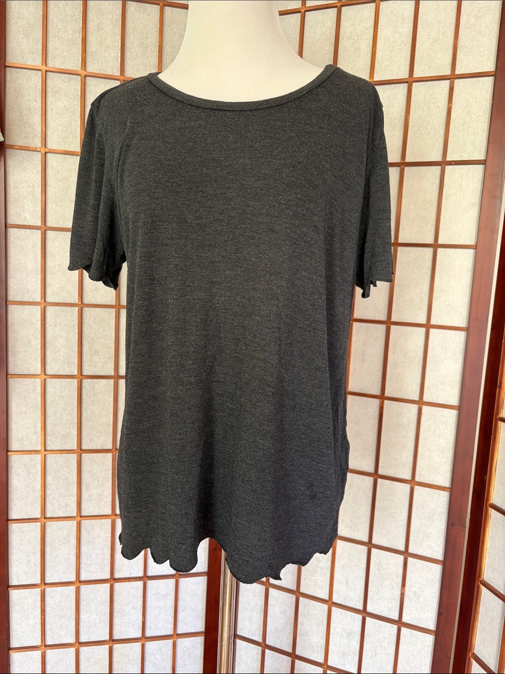 Michael Stars OS Charcoal Scallop Shirt